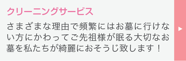 クリーニングサービス さまざまな理由で頻繁にはお墓に行けない方にかわってご先祖様が眠る大切なお墓を私たちが綺麗におそうじ致します！